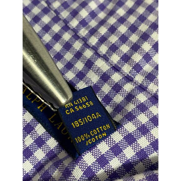 Polo Ralph Lauren Long Sleeve Button-Down Shirt Purple Check Size XL Classic Fit - Picture 6 of 11